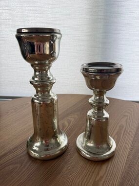 Silver Pillar candle Holders